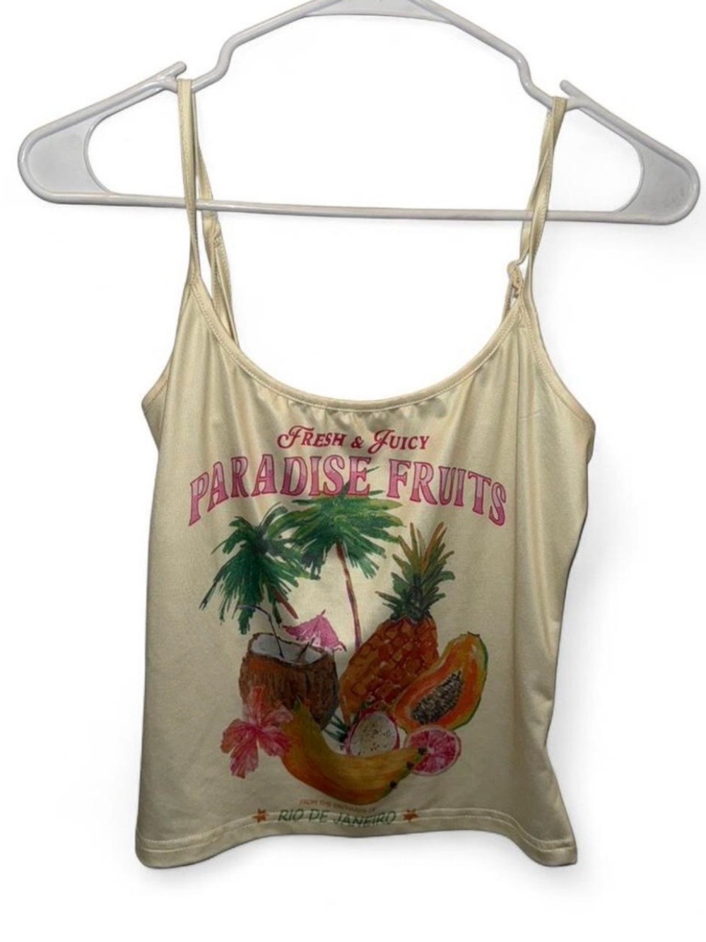 Paradise Fruits Graphic Cami Tank Top - Cream